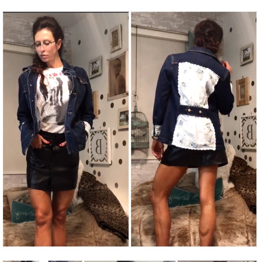 Hand sewn refurbished jean jacket.